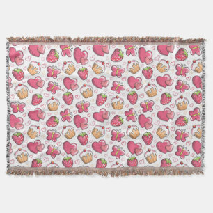 romantic food pattern throw blanket