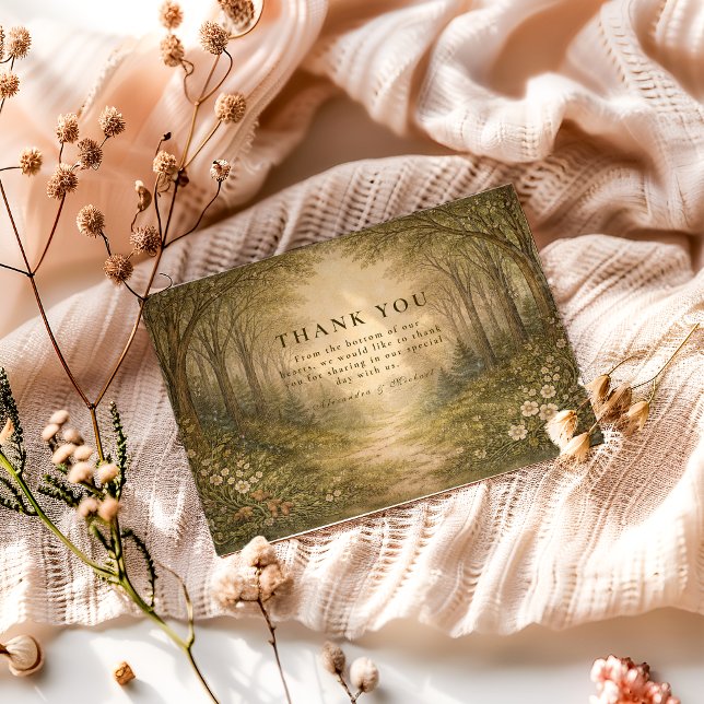 Romantic Forest Path Wedding Thank You Card (Creator Uploaded)