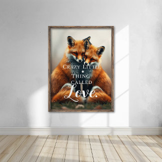 Romantic Fox Love Illustration Poster