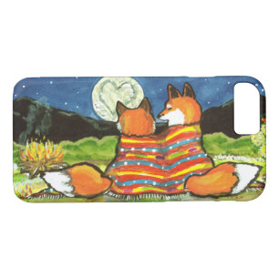 Romantic Fox Moon Wildlife Love Landscape Campfire iPhone 8/7 Case