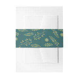 Romantic Foxes and Rustic Floral Foliage Wedding Invitation Belly Band