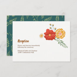 Romantic Foxes Floral Foliage Wedding Enclosure Invitation