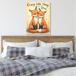 Romantic Foxes in Love Illustration Canvas Print