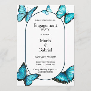 Romantic frame butterflies Luxury Engagement Party Invitation