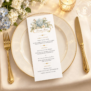 Romantic French Blue Floral Wedding Menu