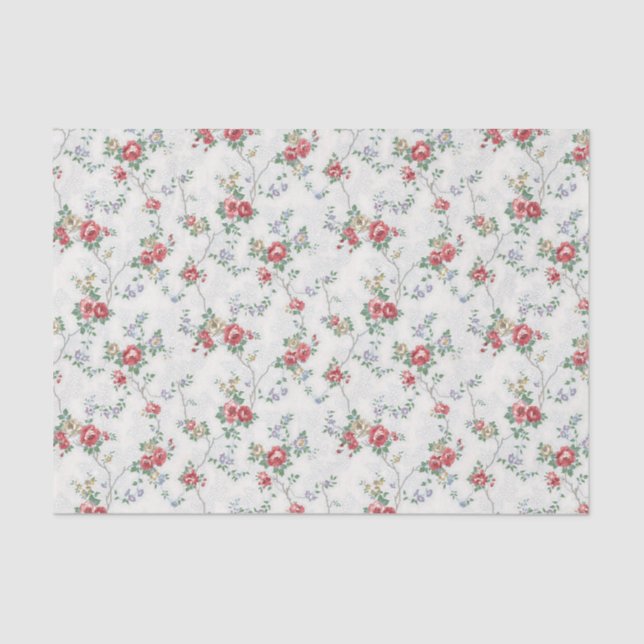 Romantic French Coral Roses Tissue Paper (Front)