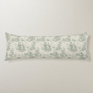Romantic French Countryside Toile in Sage Green Body Cushion