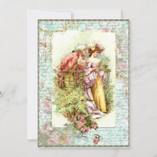 Romantic French Couple Bridal Shower Invite