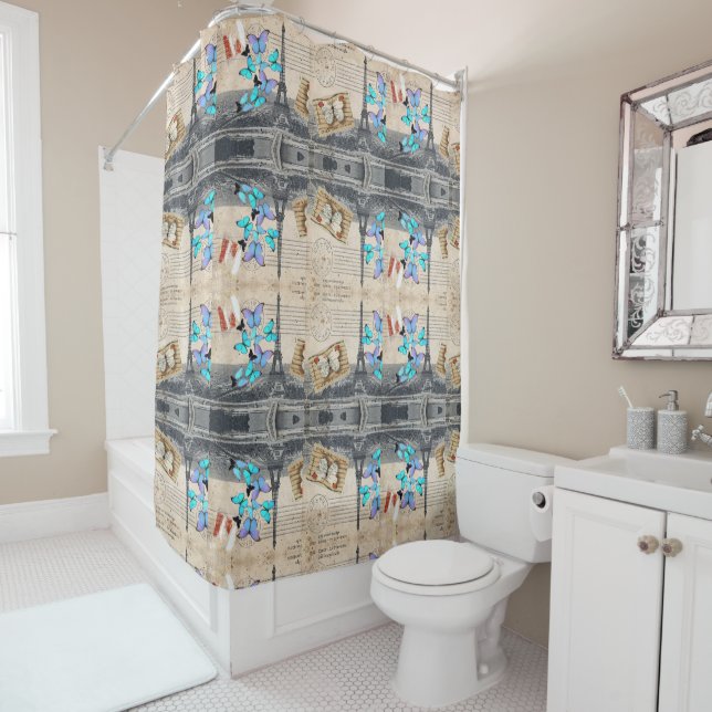 romantic french france travel paris eiffel tower shower curtain (In Situ)