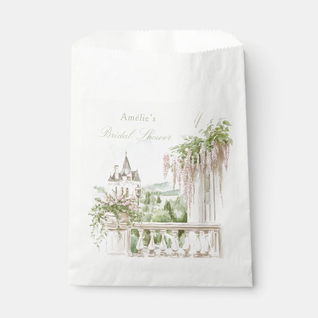 Romantic French Garden Chateau Bridal Shower  Favour Bags (Front)