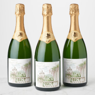 Romantic French Garden Chateau Bridal Shower Sparkling Wine Label
