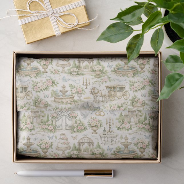 Romantic French Garden Wedding Watercolor Pattern Tissue Paper (Gift)