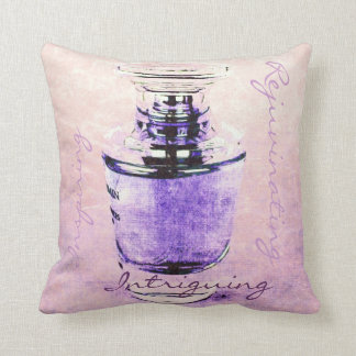 romantic French perfume bottle with script Cushion