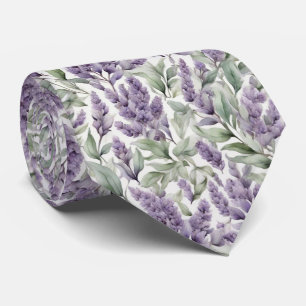 Romantic French sage and lilac floral patterned  Tie
