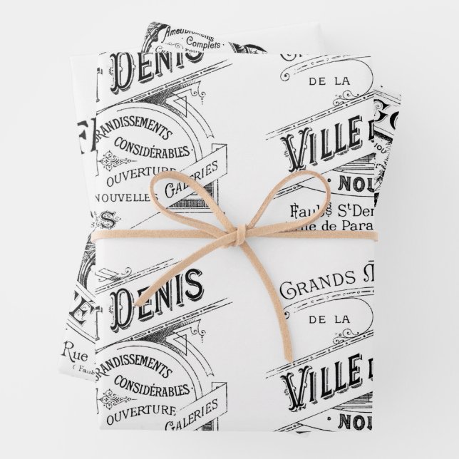 Romantic French Vintage Advertisement  Wrapping Paper Sheet (In situ)