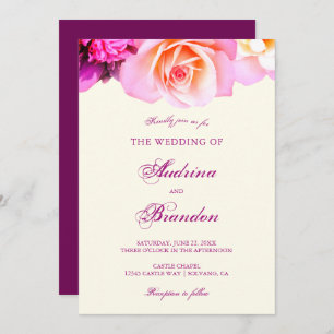 Romantic Fuchsia Floral Elegant Wedding Invitation