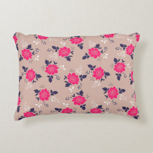 Romantic Fuchsia Pink Floral Pattern Decorative Cushion