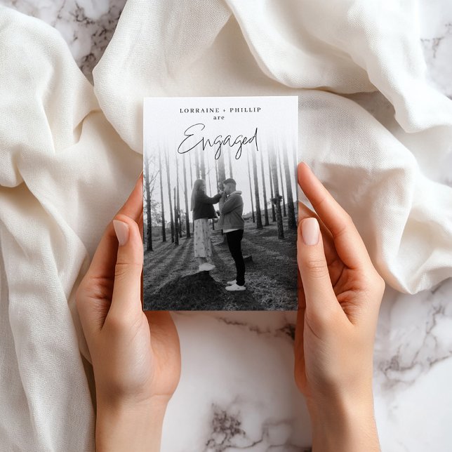 Romantic Full Photo & Handwritten Script Engagemen Invitation (Contemporary “We’re Engaged” full Photo Invitation.)