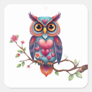 Romantic Fun Owl Stickers