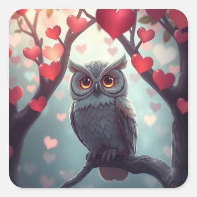 Romantic Fun Owl Stickers (Front)