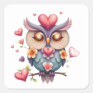 Romantic Fun Owl Stickers
