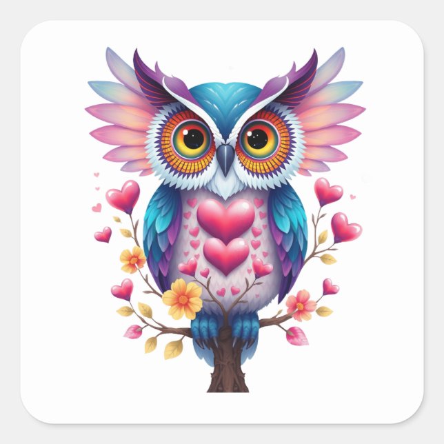 Romantic Fun Owl Stickers (Front)