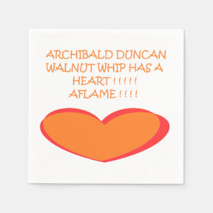 ROMANTIC FUNNY JOKE DESIGN COLORS ORANGE WHITE NAPKIN
