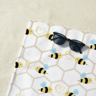Romantic Funny Two Honeybees In Love Design Beach Towel
