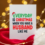 Romantic Funny Wife Christmas Greeting Holiday Card<br><div class="desc">Give your wife a Christmas greeting that feels fun, loving, and unforgettable. This Funny Xmas Card for Wife features bold festive colors and a humorous message from a confident husband. Great for long-term couples, newlyweds, and anyone who wants to celebrate with laughter. Ideal for Christmas gift boxes, romantic evenings, holiday...</div>