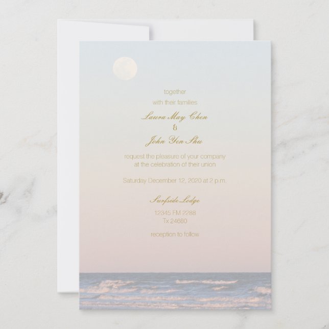 Romantic Galveston Beach Texas Seaside Wedding Invitation (Front)