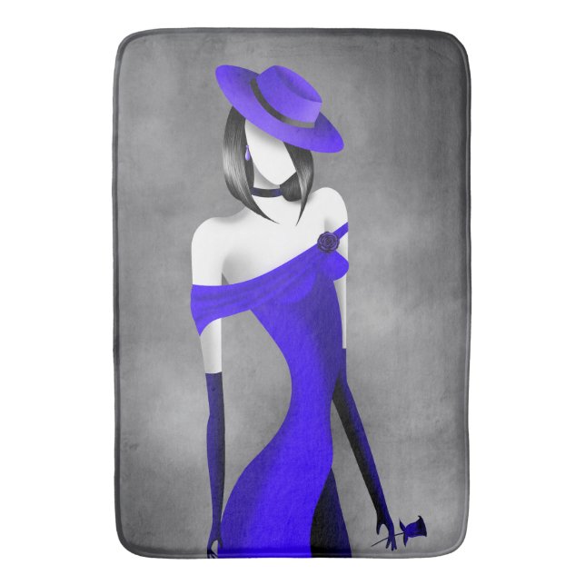 Romantic Gangster Lady with Rose Bath Mat (Front Vertical)
