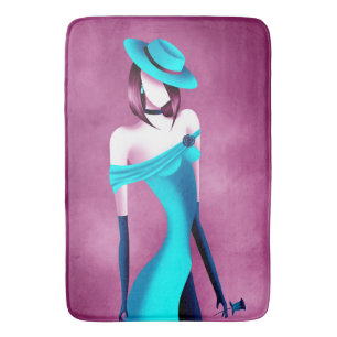 Romantic Gangster Lady with Rose Bath Mat