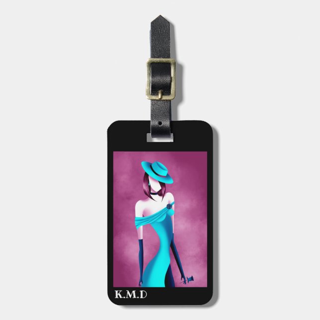 Romantic Gangster’s Moll with Rose Luggage Tag (Front Vertical)