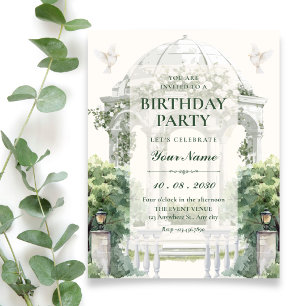 Romantic garden birthday invitation