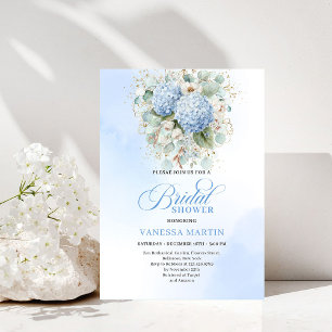 Romantic Garden Blue Floral Bridal Shower Invite