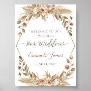 Romantic Garden Boho Wedding Poster  Rose Lavender