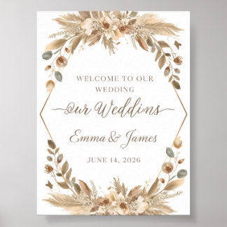 Romantic Garden Boho Wedding Poster Rose Lavender