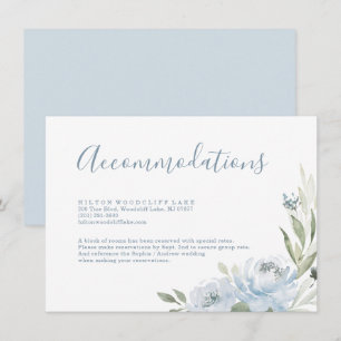 Romantic garden dusty blue floral accommodation enclosure card