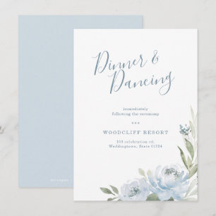 Romantic garden dusty blue floral reception invitation