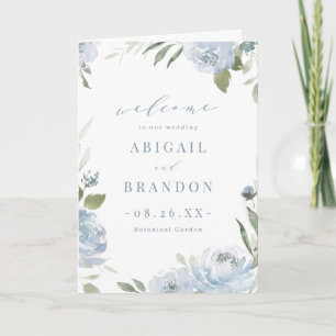 Romantic garden dusty blue floral wedding Program Programme