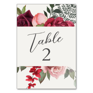 Romantic Garden Floral Bridal Bouquet Ivory Table Number