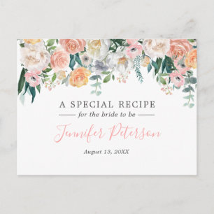 Romantic Garden Floral Bridal Shower Recipe Card