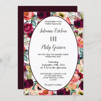 Romantic Garden Floral Casual Wedding Invitation