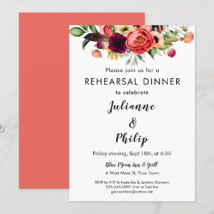Romantic Garden Floral Rehearsal Dinner Invitation