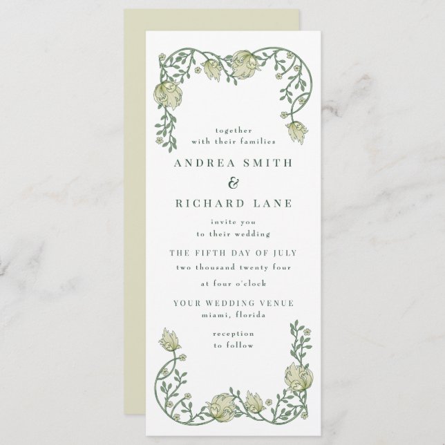 Romantic Garden Floral Wedding Invitation (Front/Back)