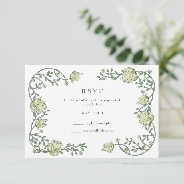 Romantic Garden Floral Wedding RSVP Card (Standing Front)