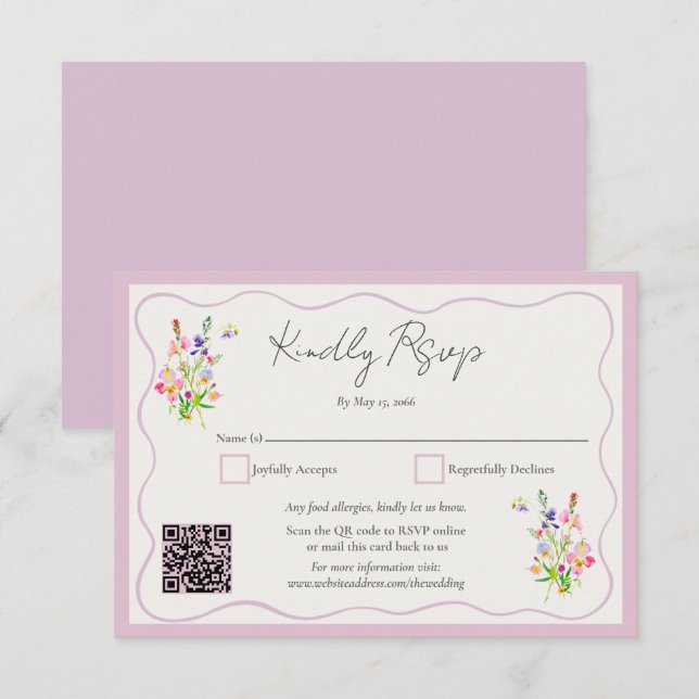 Romantic Garden Floral Wedding  RSVP Card (Front/Back)