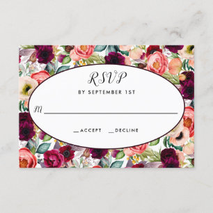 Romantic Garden Floral Wedding RSVP Response Reply