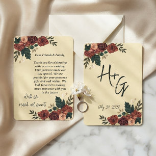 Romantic Garden Floral Wedding Thank you card