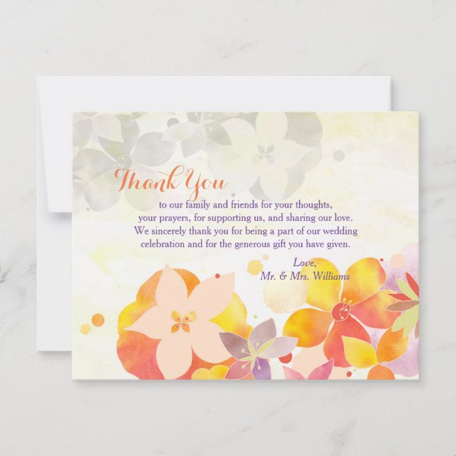 Romantic Garden Floral Wedding Thank You Card (Front)